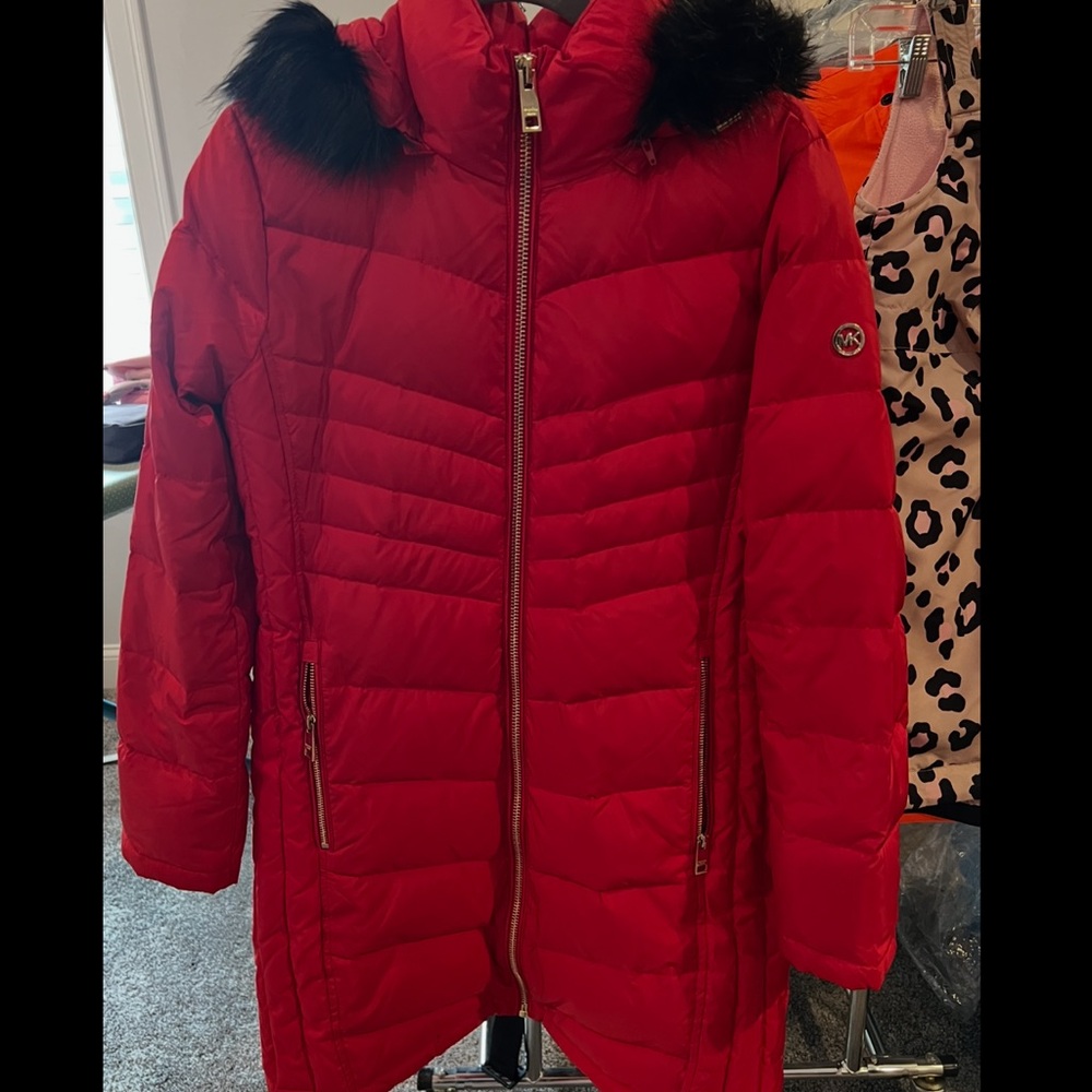 Michael Kors Cherry Red Puffer Coat
